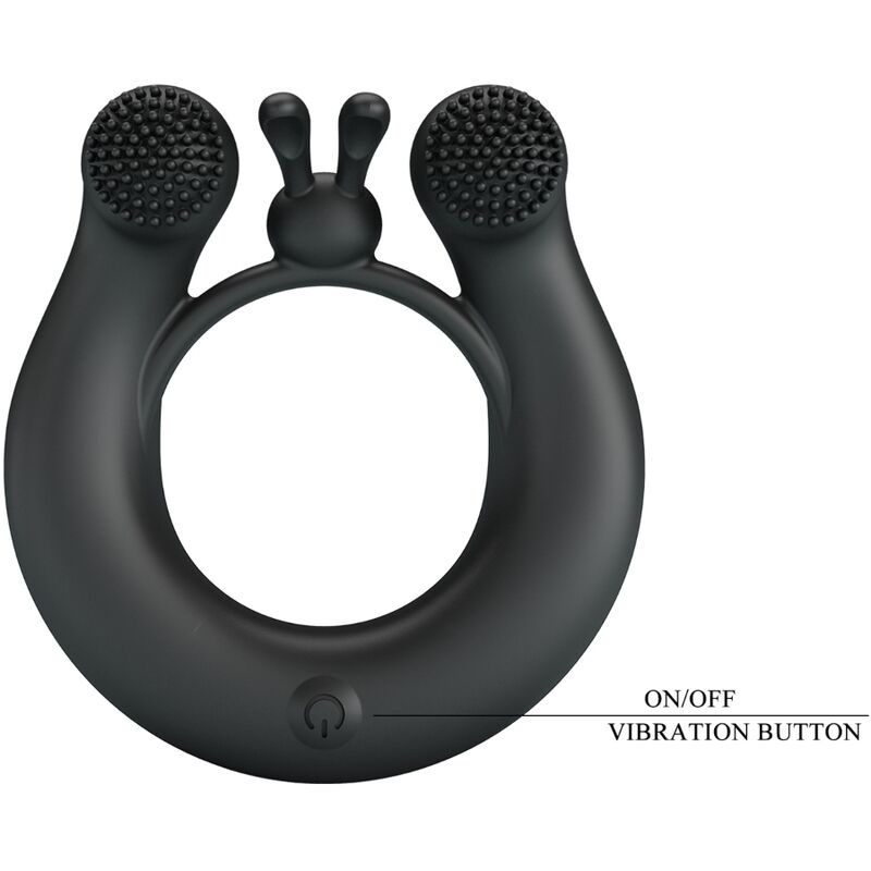 Pretty Love - Dahlia Anillo Vibrador + Estimulador De Clítois 12 Vibraciones Negro