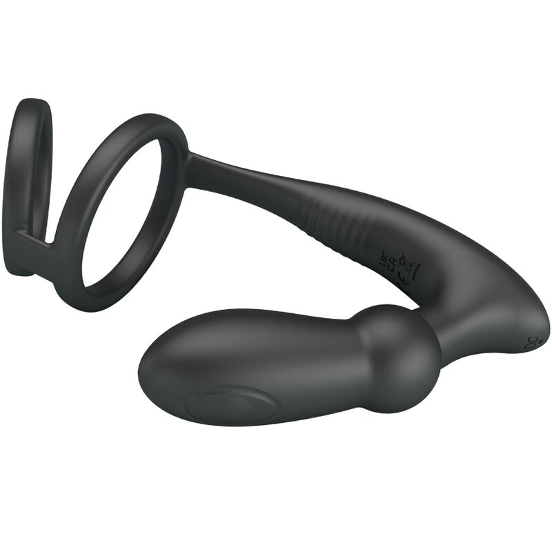 Pretty Love - Emoni Anillo Pene + Plug Anal 12 Vibraciones Negro