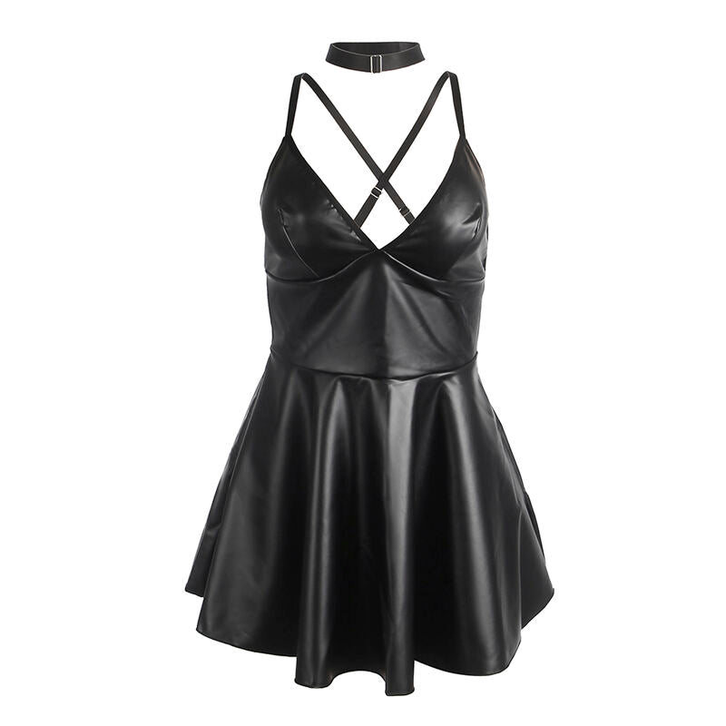 Subblime - 955380 Vestido Con Tirantes De Cuero Negro L/Xl