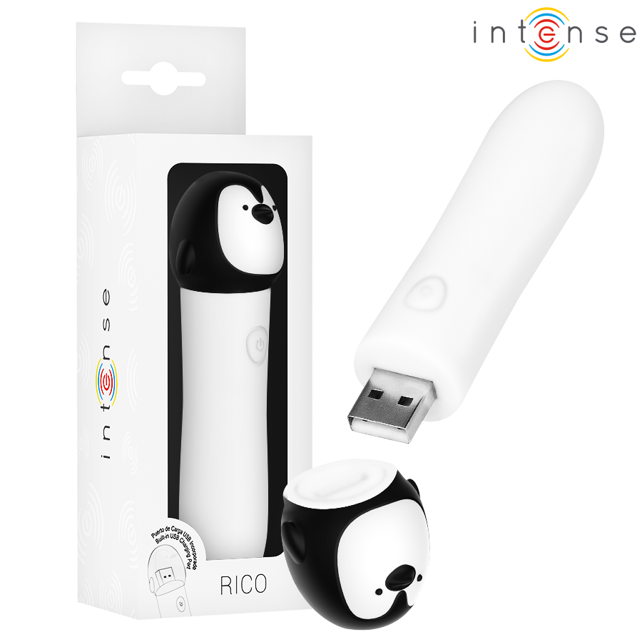 Intense - Rico Bala Vibradora Pingüino Recargable Usb 10 X 2.2 Cm