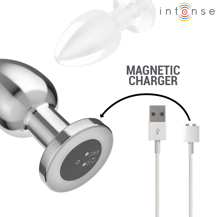 Intense - Plug Anal 10 Vibraciones Metal Con Control Remoto L