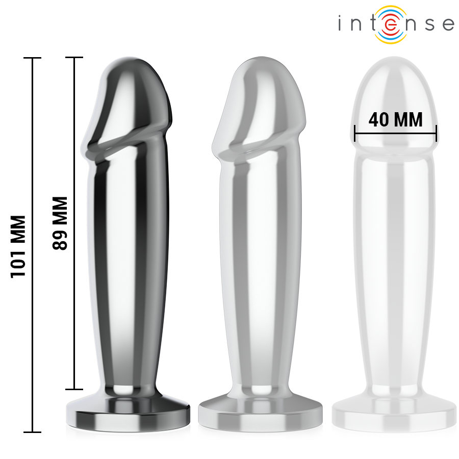 Intense - Plug Anal 10 Vibraciones Metal En Forma De Dildo Con Control Remoto M