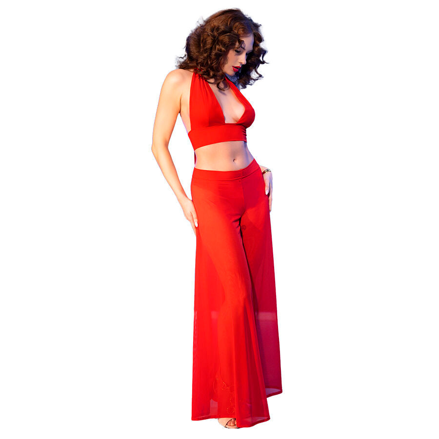 Chilirose - Cr 4857 Set Top Y Pantalones Rojo Talla Xl