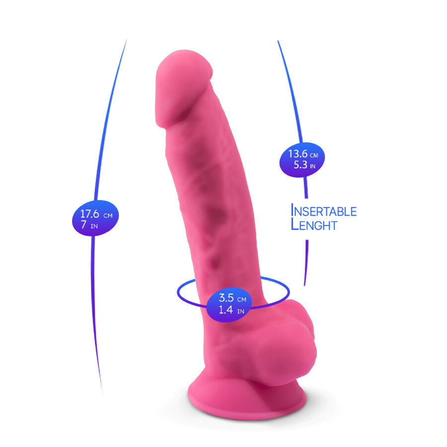 Silexd - Modelo 1 Pene Realistico Silicona Premium Silexpan Rosa Fluorescente 17.5 Cm