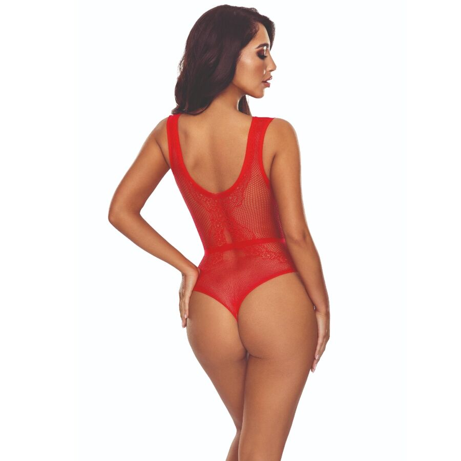 Passion - Bs115 Bodystocking Rejilla Rojo