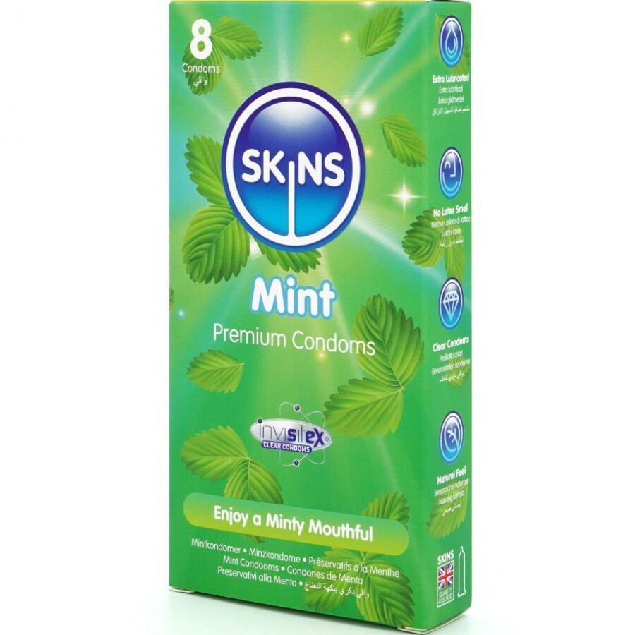 Skins - Preservativos Premium Sabor Menta Pack 8