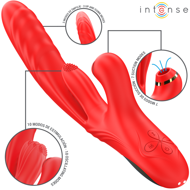 Intense - Karol Vibrador Multifunción Empuje & Estimulación & Succión Rojo