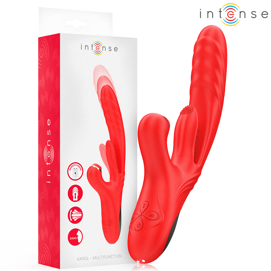 Intense - Karol Vibrador Multifunción Empuje & Estimulación & Succión Rojo
