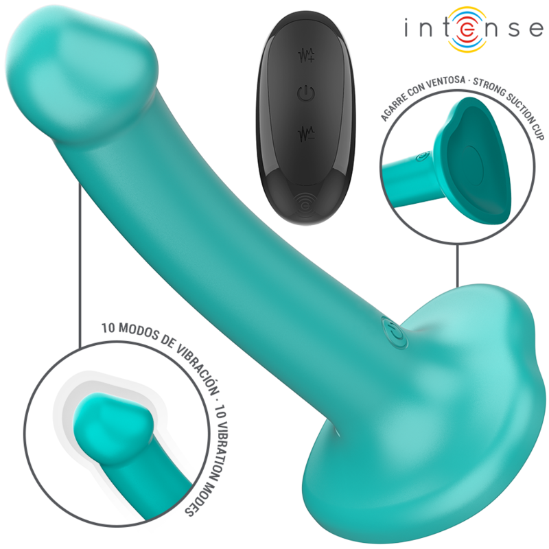 Intense - Katie Vibrador Con Ventosa 10 Vibraciones Azul Oscuro Control Remoto