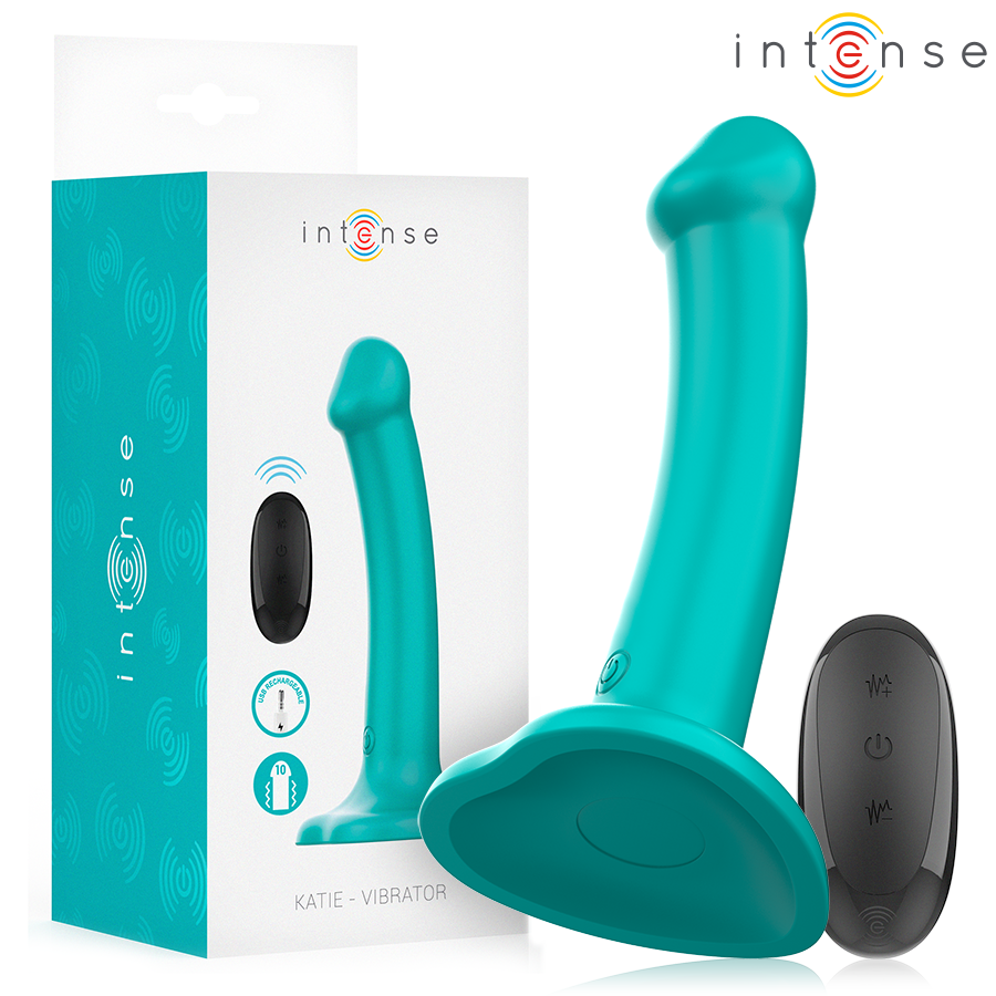 Intense - Katie Vibrador Con Ventosa 10 Vibraciones Azul Oscuro Control Remoto