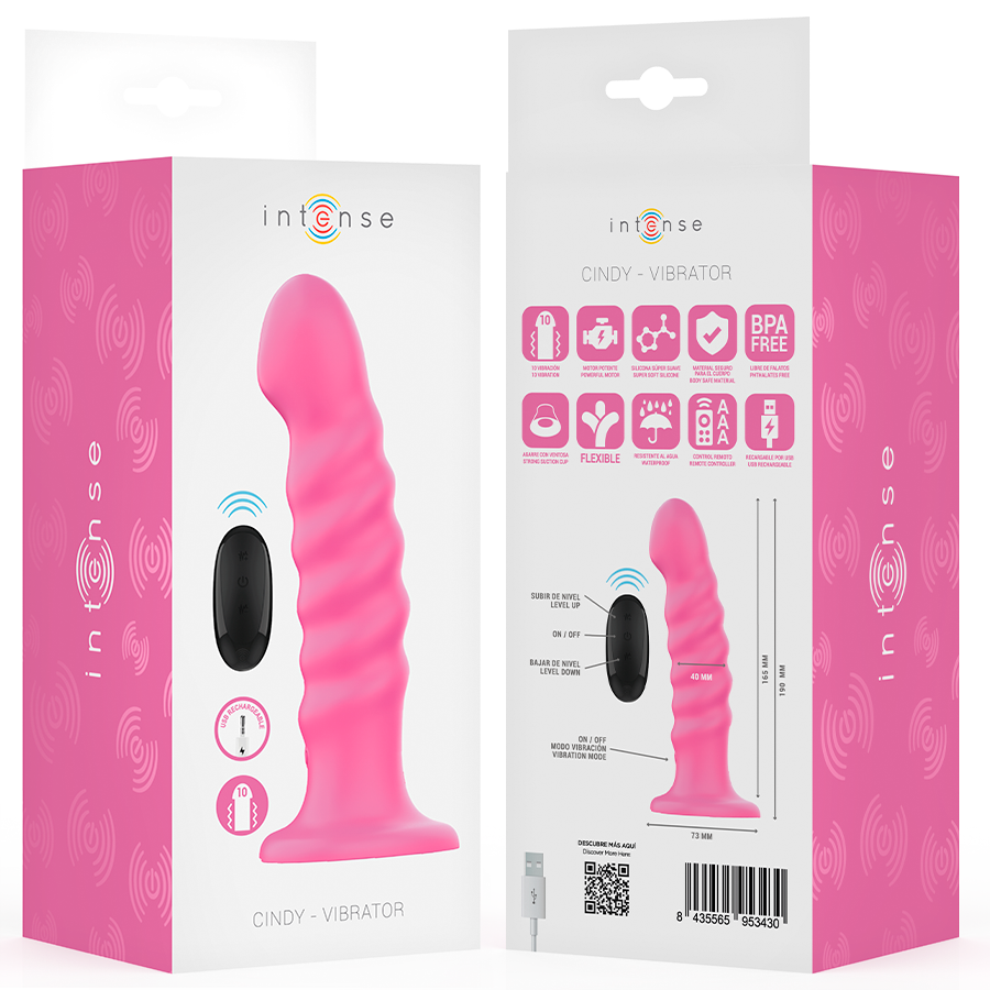 Intense - Cindy Vibrador Talla L Diseño En Espiral 10 Vibraciones Rosa Control Remoto