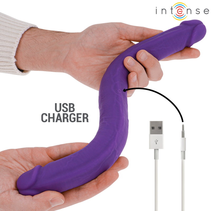 Intense - Gunter Dildo Doble Vibrador 40 Cm Morado Control Remoto