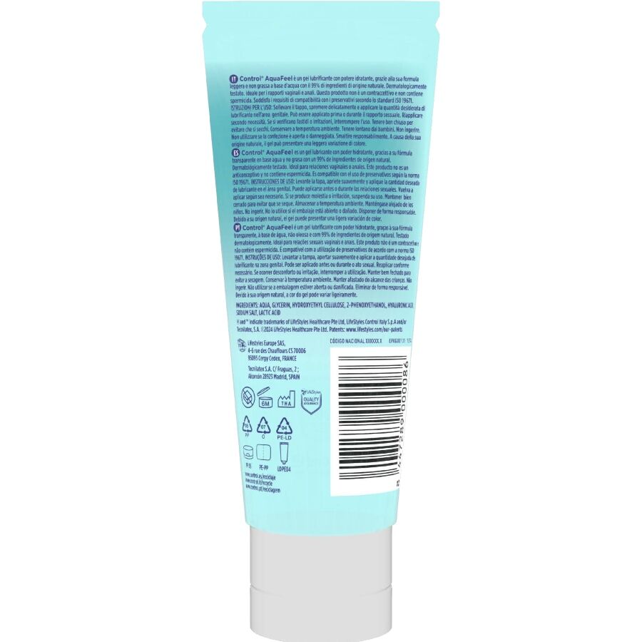 Control - Aquafeel Lubricante Con Ácido Hialurónico 80 Ml