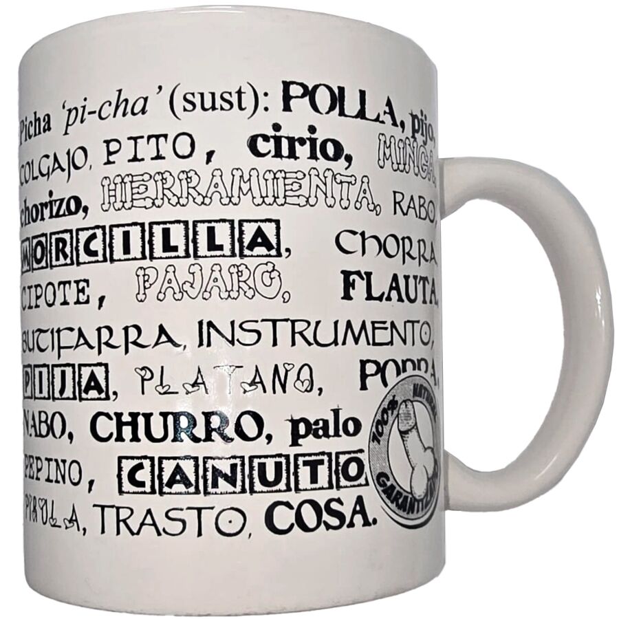 Diablo Picante - Taza Blanca De Sinónimos Pene 370 Ml