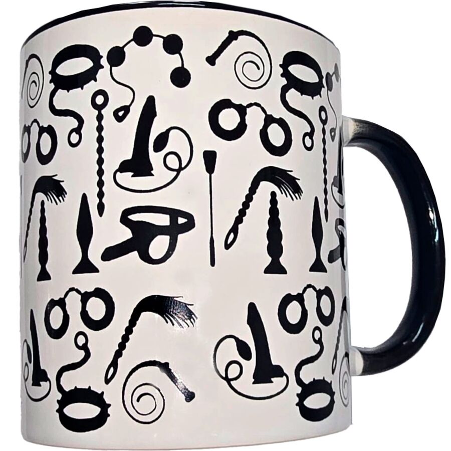 Diablo Picante - Taza Blanca Bondage & Asa Negra 370 Ml