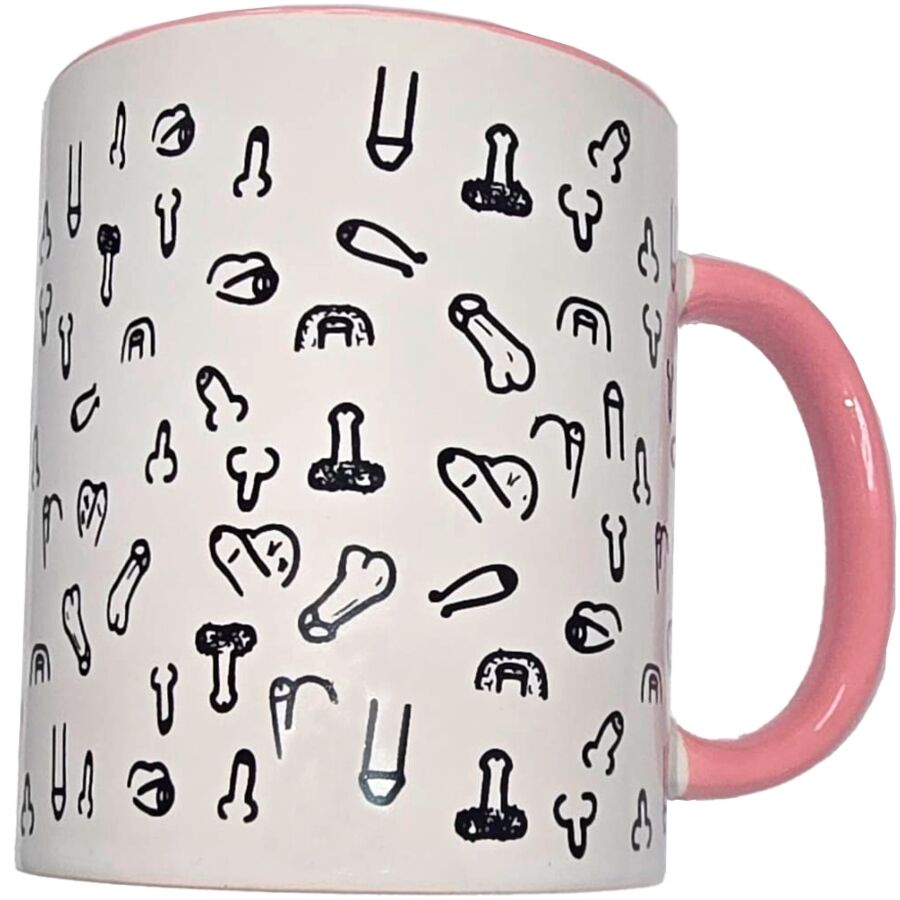 Diablo Picante - Taza Blanca Penes & Asa Rosa 370 Ml