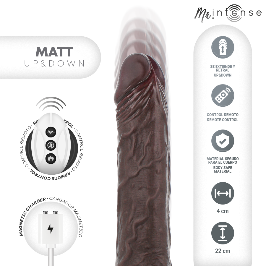 Mr Intense - Matt Realistico Multifunción Con Vibración Up And Down Control Remoto 22 Cm -O- 4 Cm