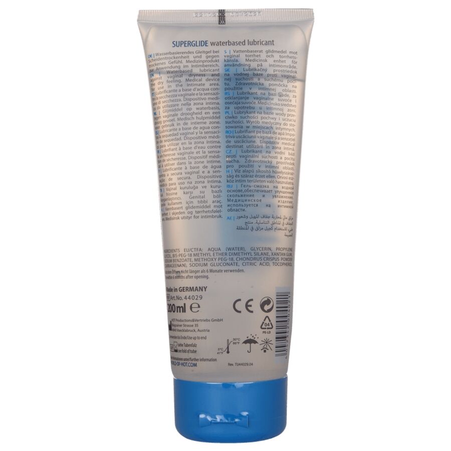 Hot - Superglide Liquid Pleasure Lubricante Base Agua 200 Ml