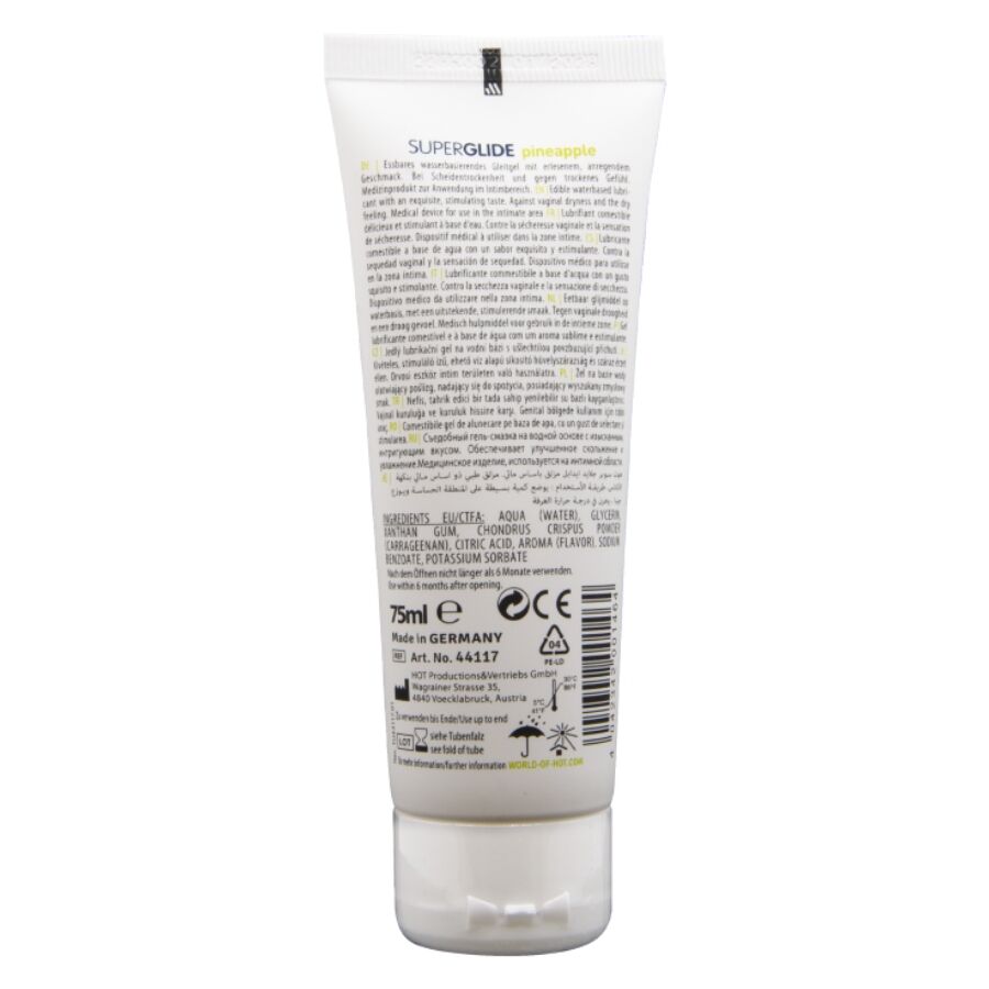 Hot - Superglide Lubricante Comestible Base Agua Piña 75 Ml