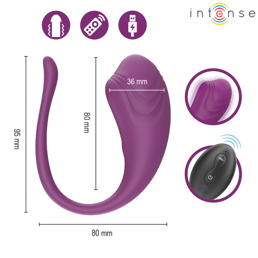 Intense - Olivia Huevo Vibrador Morado Control Remoto