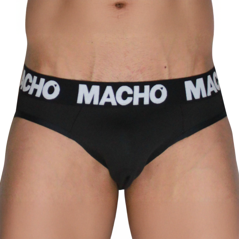 Macho - Mch007 Slip Clásico Negro + Negro L