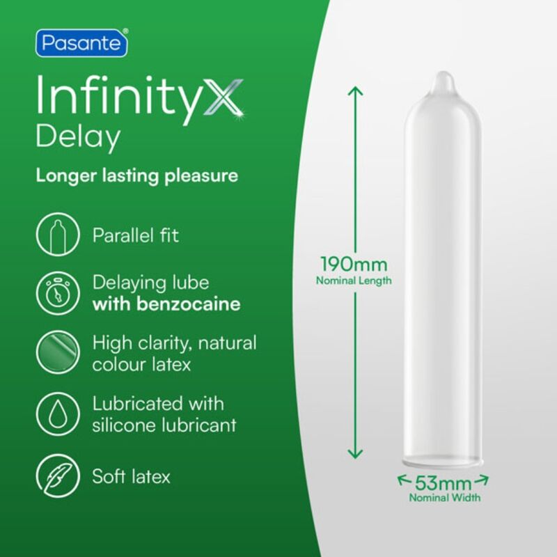 Pasante - Delay Infinity Preservativos Retardantes 12 Unidades
