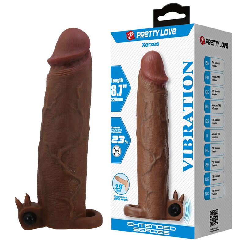 Pretty Love - Xerxes Funda Para Pene Vibradora 22 Cm Ø 4,5 Cm Color Marrón