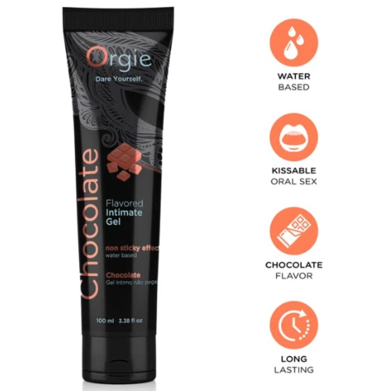 Orgie - Lube Tube Chocolate Gel Íntimo Besable Base Agua 100 Ml