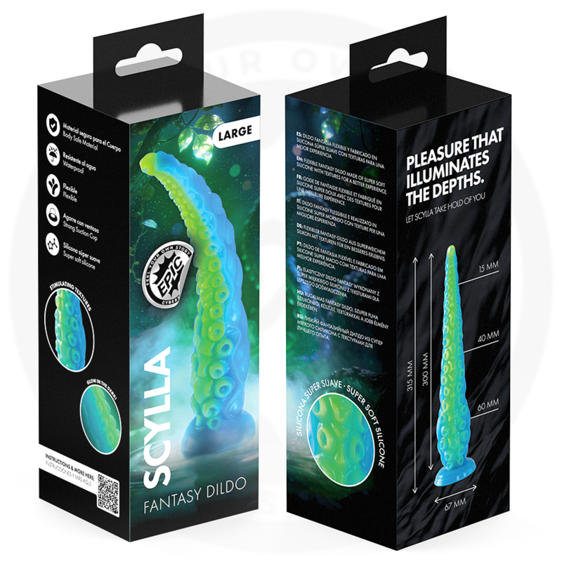 Epic - Scylla Dildo Tentáculo Fino Fluorescente Tamaño Grande