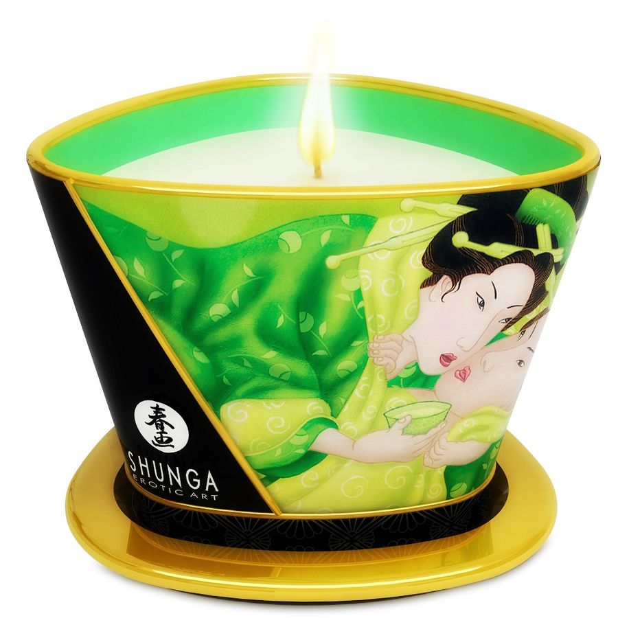 Shunga Vela De Masaje Verde Exótico