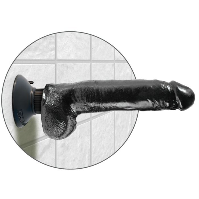 King Cock - Dildo Vibrador Con Testiculos 23 Cm Negro