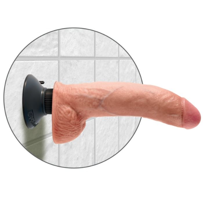 King Cock - Dildo Vibrador Con Testiculos 23 Cm Natural
