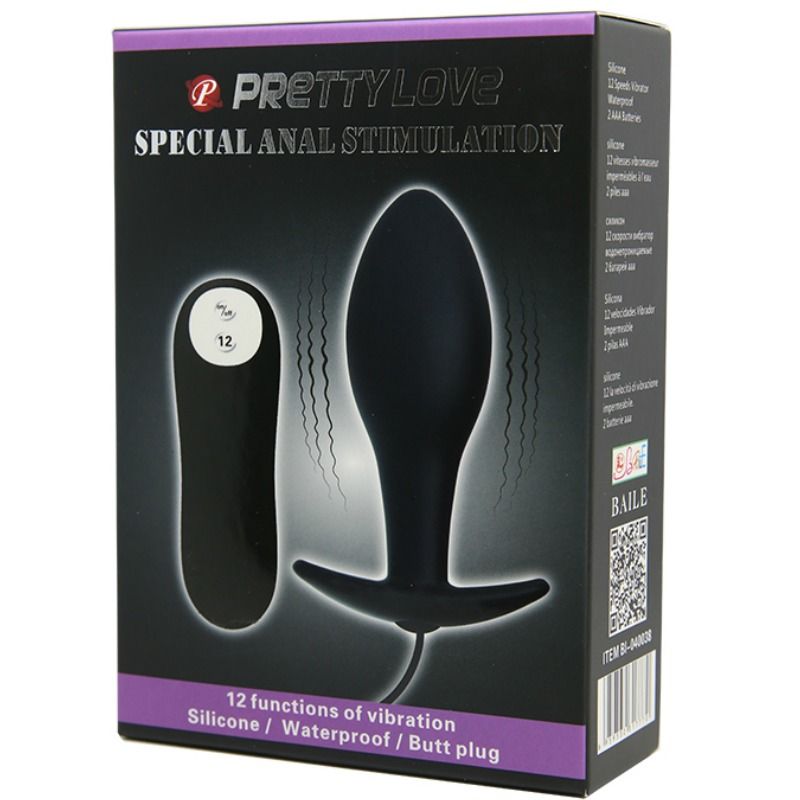 Pretty Love - Plug Anal Silicona Forma Ancla 12 Modos Vibracion Negro