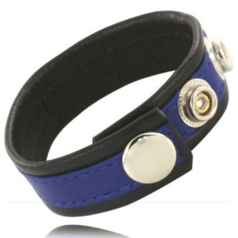 Leather Body - Correa De Cuero Ajustable Para Pene Azul-Negra
