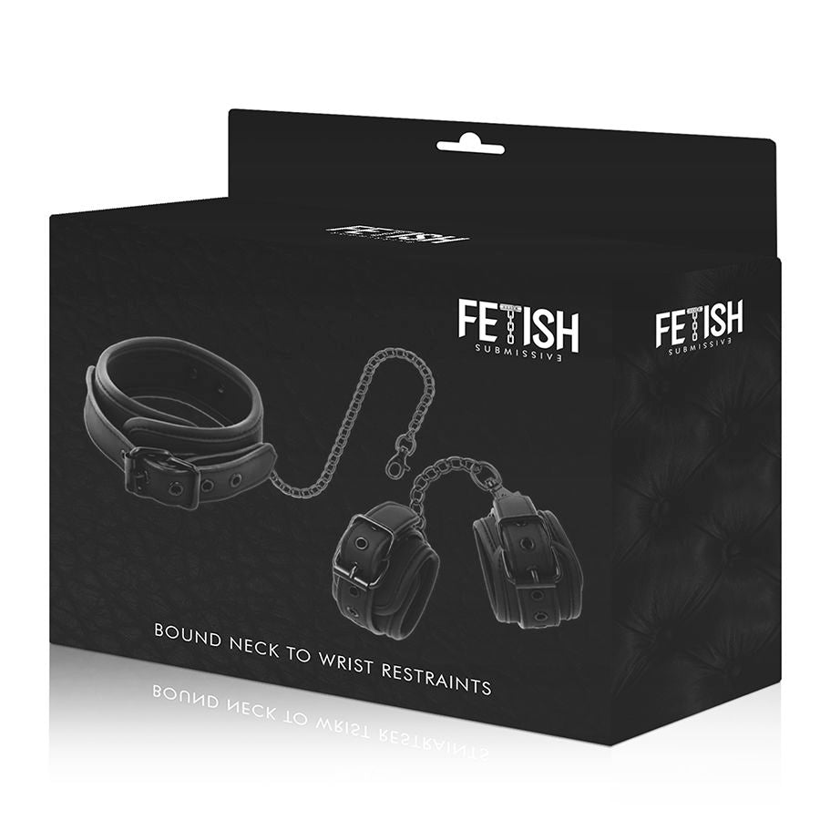 Fetish Submissive - Collar Y Esposas Cuero Vegano Con Forro De Nopreno