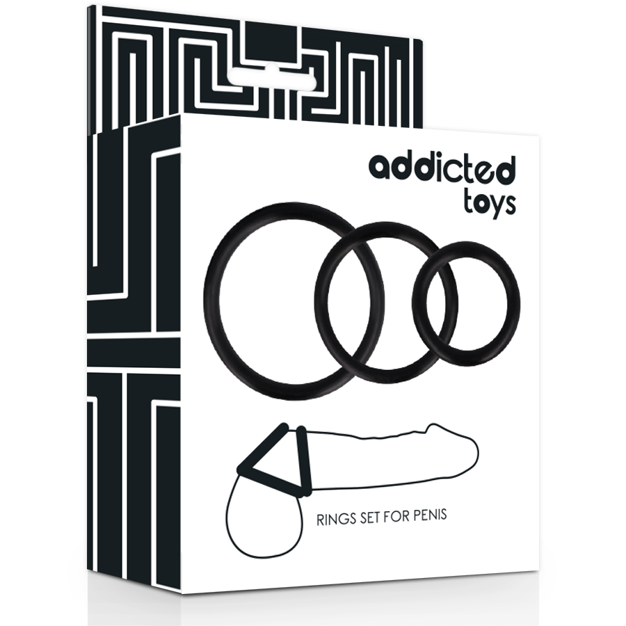 Addicted Toys - Set Anillos Pene Negro