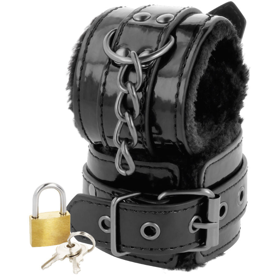 Darkness - Esposas Cuero Ajustables Tobillos Negro Con Candado