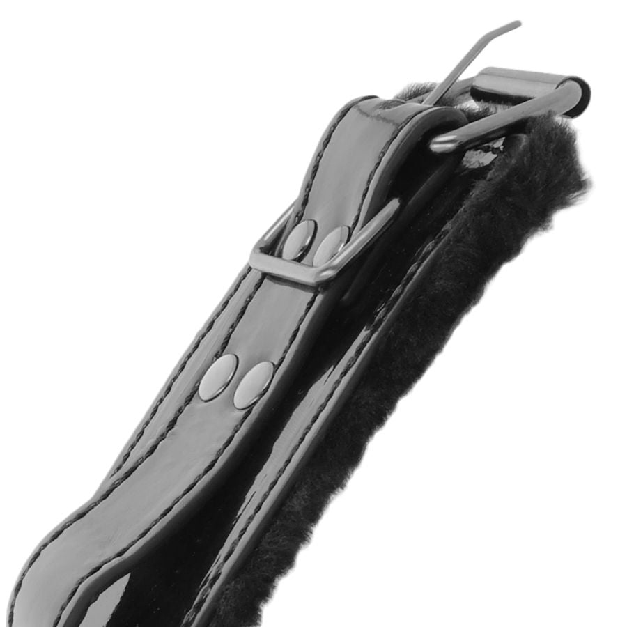Darkness - Esposas Cuero Ajustables Tobillos Negro Con Candado