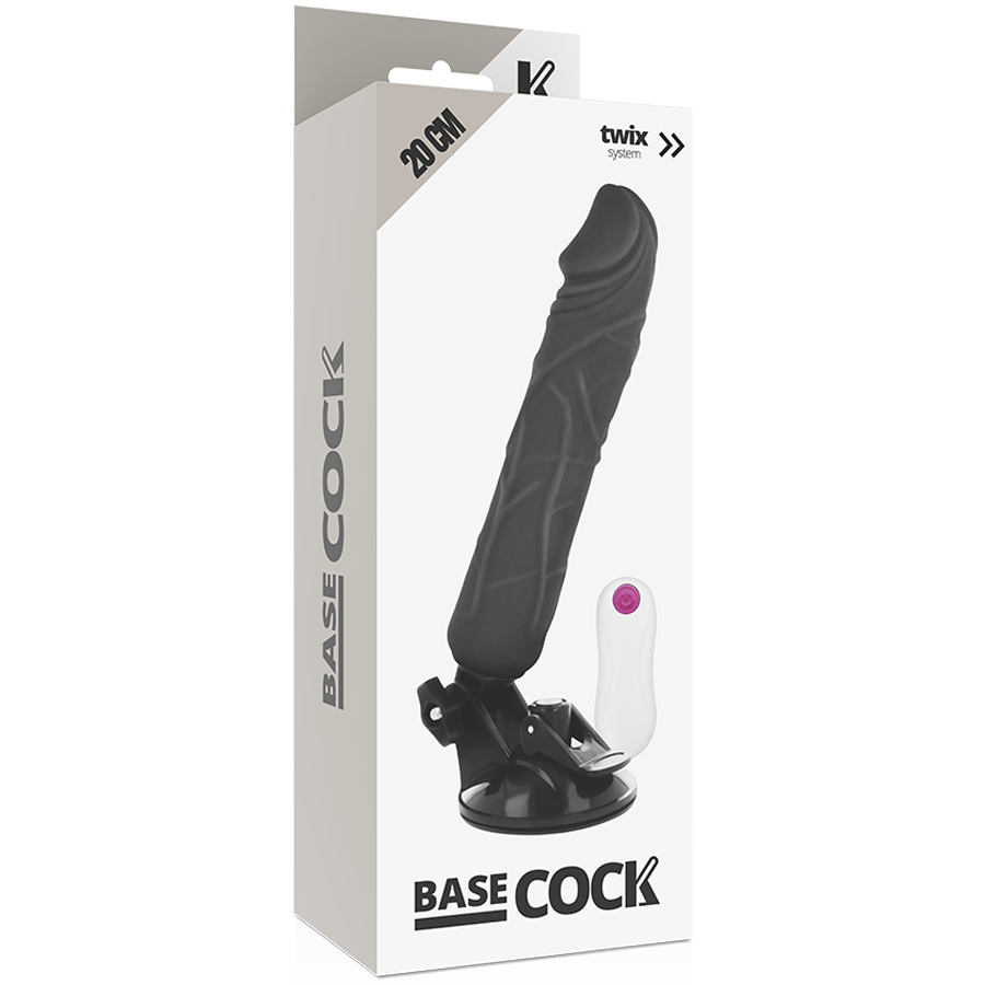 Basecock - Vibrador Realistico Control Remoto Negro 20 Cm -O- 4 Cm