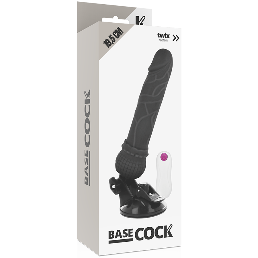 Basecock - Vibrador Realistico Control Remoto Negro 19.5 Cm -O- 4 Cm