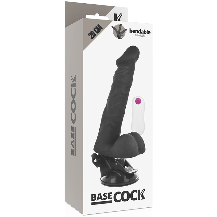 Basecock - Vibrador Realístico Articulable Control Remoto Negro 20 Cm -o- 4.5 Cm