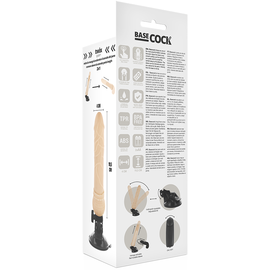 Basecock - Vibrador Realístico Control Remoto Natural 19.5 Cm -o- 4 Cm