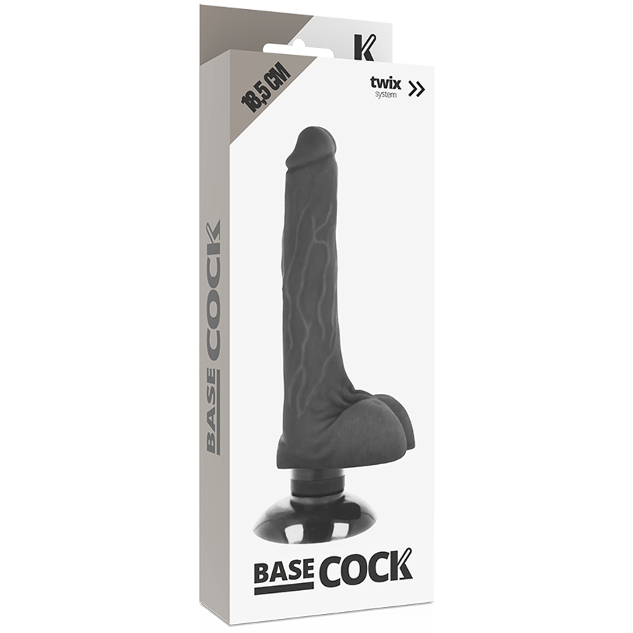 Basecock - Vibrador Realistico 2-1 Negro 18.5 Cm -O- 4 Cm