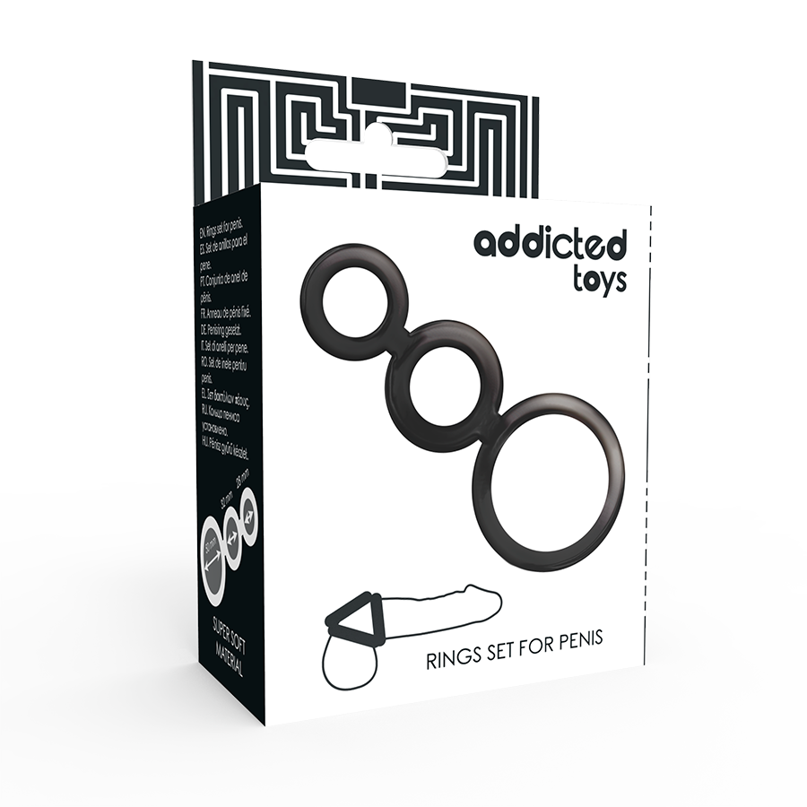 Addicted Toys - Set Anillos Pene Y Testículos - Ahumado
