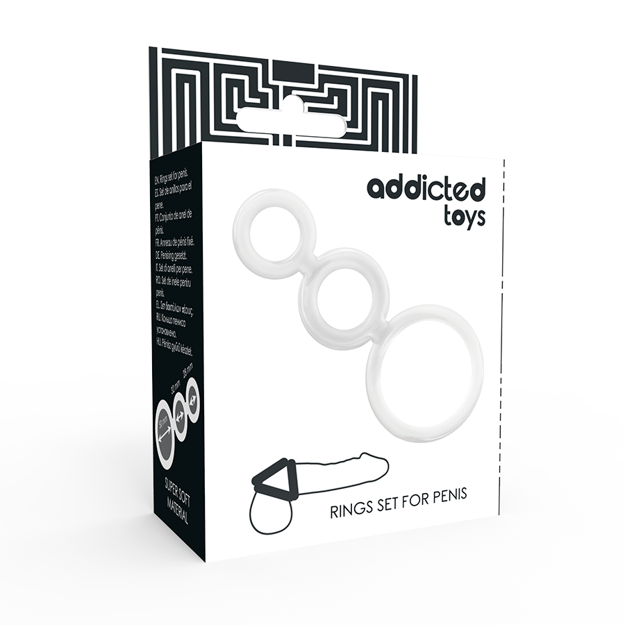Addicted Toys - Set Anillos Pene Y Testiculos Clear