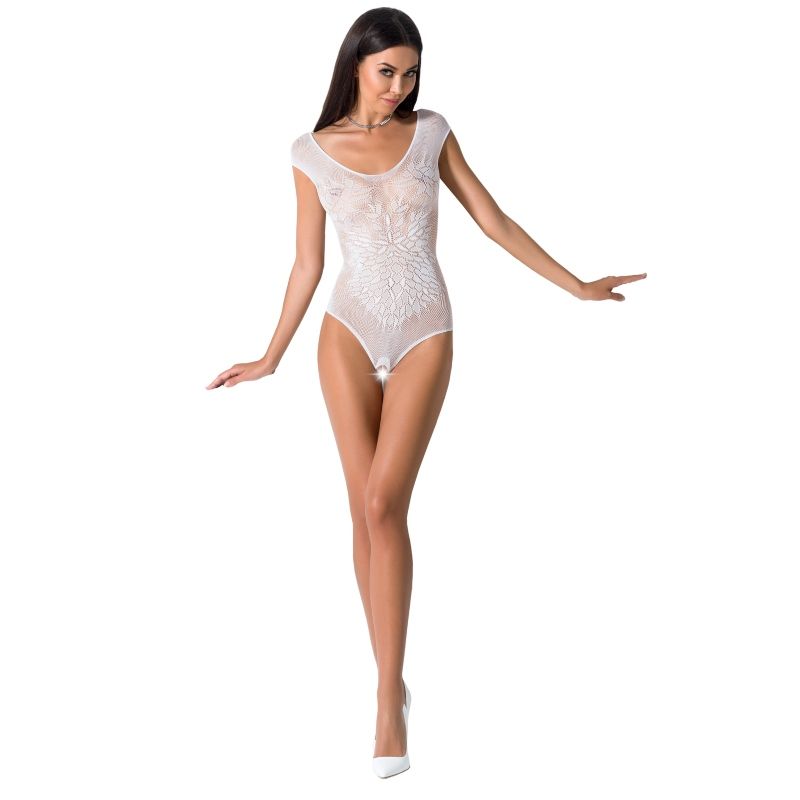 Passion - Woman Bs064 Bodystocking Blanco Talla Única