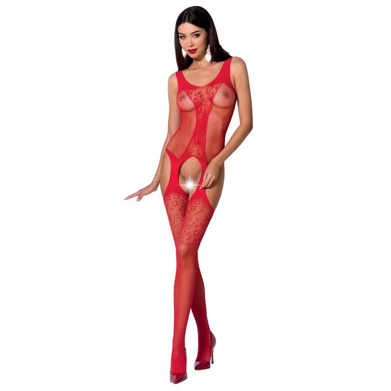 Passion - Woman Bs072 Bodystocking Talla Única Rojo