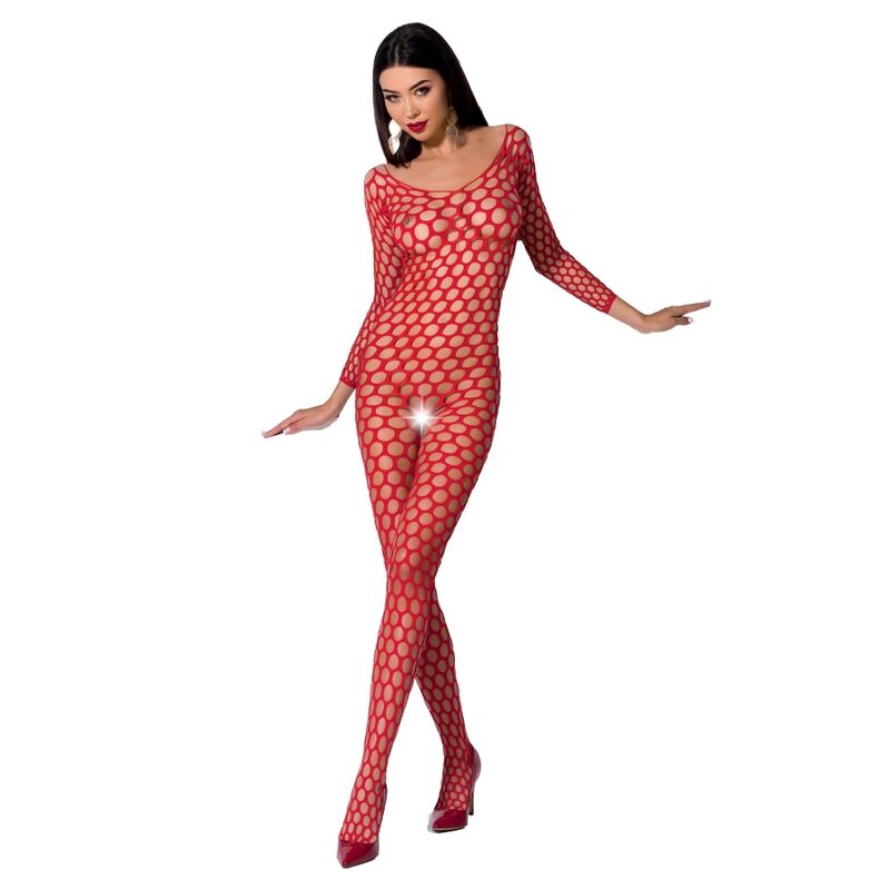 Passion - Woman Bs077 Bodystocking Talla Única Rojo
