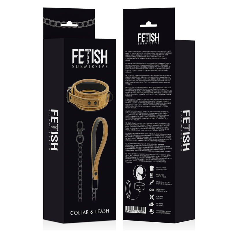 Fetish Submissive Origen - Collar Con Cadena Con Forro De Neopreno