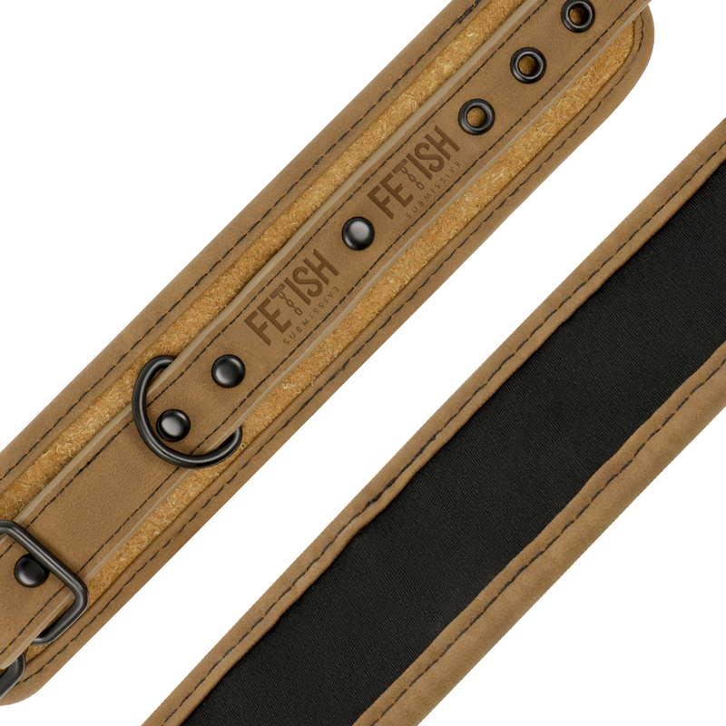 Fetish Submissive Origen - Esposas Tobillos Cuero Vegano Con Forro De Neopreno